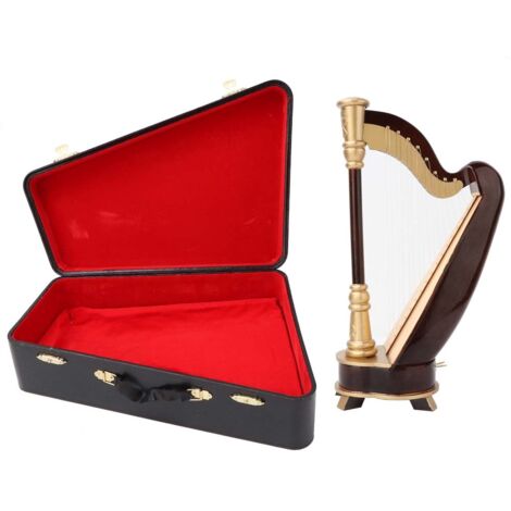 Modèle de Harpe en Bois Miniature 25cm Instrument de Musique Décoration Maison Cadeau Musical