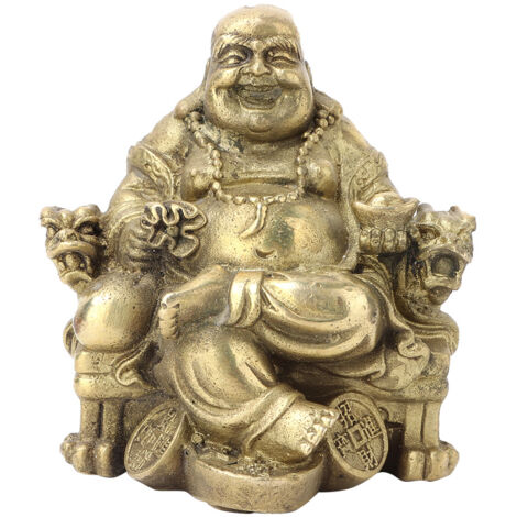 Bouddha Maitreya Souriant en Laiton Pur, Symbole de Richesse et Chance - Collection Géomantique (1/5)