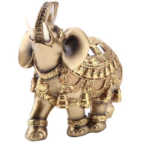 Statuette Éléphant Doré Feng Shui Porte-Bonheur, Décoration Maison Cadeau Prospérité (1/5)