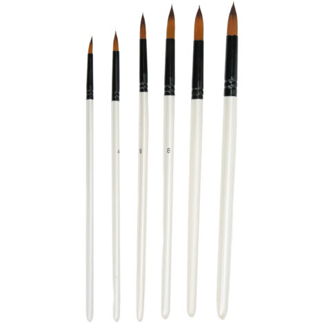 Ensemble de 6 Pinceaux à Huile et Aquarelle - Poils Souples en Nylon Blanc - Taille Variée pour Artistes Débutants et Confirmés (1/5)