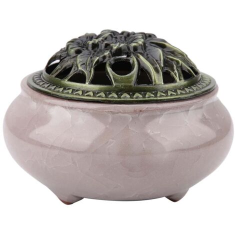 Brûleur d'Encens Céramique Fissuré Gris Diamant - Porte-Encens Déco Maison & Salon de Thé (1/5)