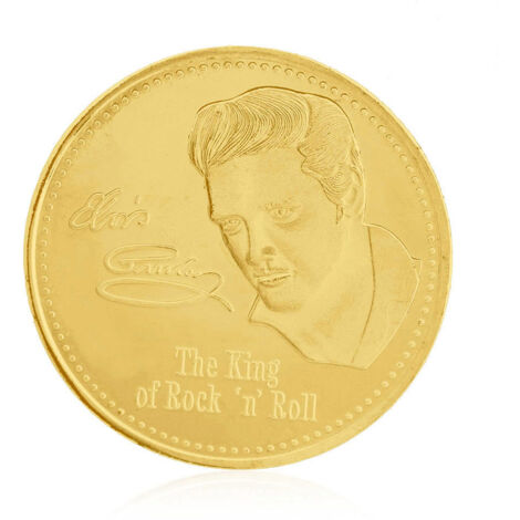 Pièce commémorative métallique Elvis Presley - Collection souvenir en or - Art et collection (1/5)