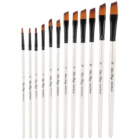 Ensemble de 12 Pinceaux Artistiques pour Aquarelle, Gouache et Peinture à l'Huile - Matériel de Peinture Complet (1/5)