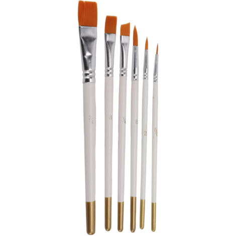 6 Pinceaux Multifonction Mini Nylon à Manche Blanc pour Peinture à l'Huile, Ronds et Plats, Set Aquarelle (1/5)