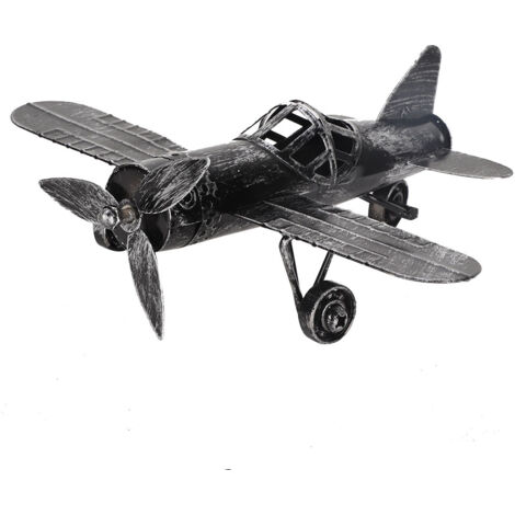 Modèle d'Avion Vintage en Fer Forgé - Décoration de Bureau et Accessoire Photo (Noir)