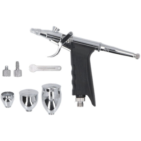 Kit de pistolet à air double action pour cuir, métal, auto, vernis à ongles, tatouage et décoration de gâteaux (1/5)