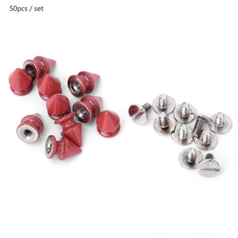 50 pièces de Rivets Clous Métal 8x12mm pour Accessoires Cuir DIY, Pointes et Studs Coniques (Rouge) (1/5)