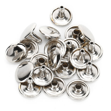 200 Rivets à Double Capsule Rondes Clous Boutons pour Jeans Cuir Chaussures Sacs Vêtements 12x10mm Argenté (1/5)