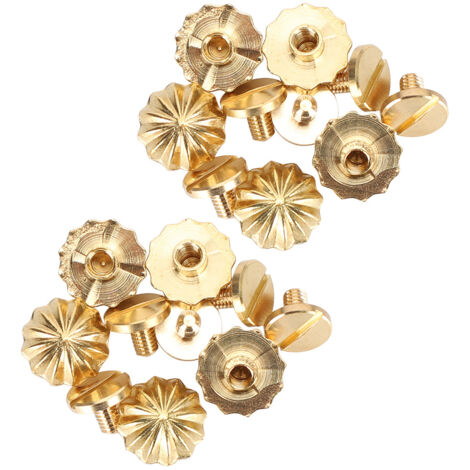 10 Ensembles de Clous à Vis Laiton Antiques Motif Chrysanthème, Rivets Décoratifs Rétro Dorés 111mm (1/5)