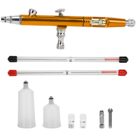 Pistolet aérographe de précision 0.3mm, set mini avec réglage externe, outil de pulvérisation DIY 20CC/40CC, finition dorée (1/5)