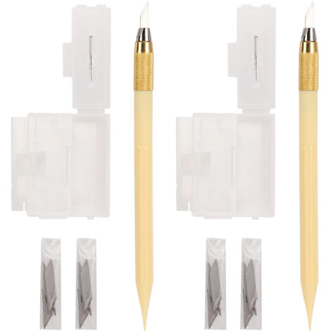 2 Pièces Couteau Sculpture Tampon Caoutchouc DIY Gravure Stylo Lame SK5 Outils Découpe Beige (1/5)