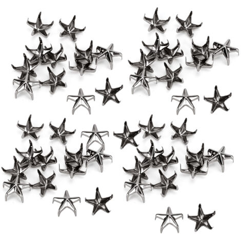 200 Clous à Griffe en Forme d'Étoile 5 Branches, 10MM Noir, pour Décoration DIY de Sacs et Chapeaux (1/5)