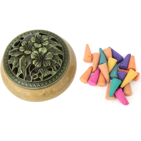 Brûleur d'Encens Céramique Vintage pour Salon de Thé, Décoration Zen Maison (03) (1/5)