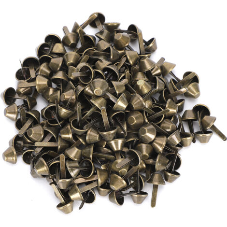 200 pièces de clous à pieds plats laiton antique pour accessoires de maroquinerie, fabrication de bagages et sacs à main (12mm) (1/5)