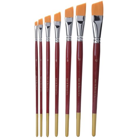 Pinceau artiste plat oblique en nylon pour peinture cheveux et fournitures d'art (1/5)
