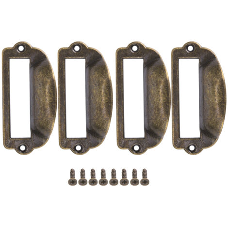 4PCS Antique Green Bronze Medicine Cabinet Frame Pulls Zinc Alloy Name Card Holder Handle (1/5)