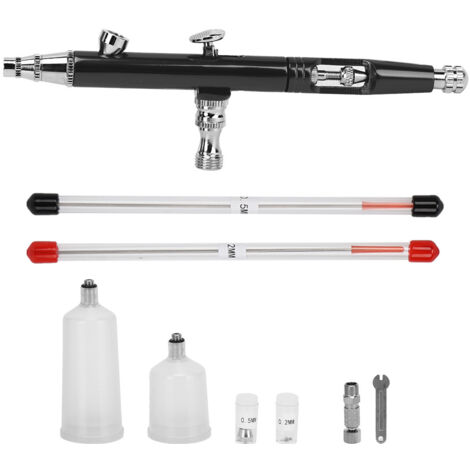 Pistolet aérographe miniature 0.3mm avec réglage externe, idéal pour bricolage et travaux de précision, disponible en 20CC et 40CC, couleur noire. (1/5)