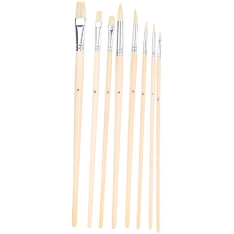 8 Pinceaux Aquarelle Polyvalents pour Acrylique, Gouache et Peinture à l'Huile - Set Plats et Ronds (1/5)