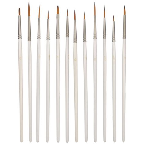 12 Pièces Pinceaux Nylon pour Peinture et Dessin, Outils Artistiques avec Manche en Bois pour Artisanat (1/5)