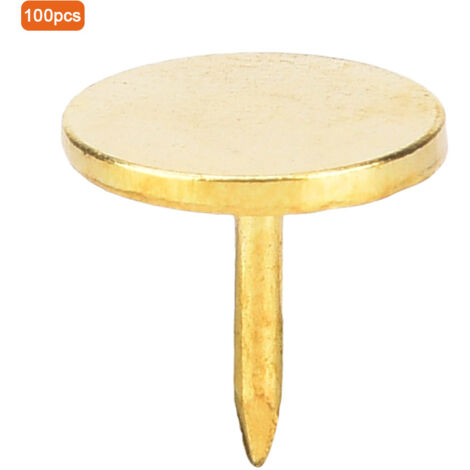 100Pcs Flat Head Upholstery Nail Round Antique Furniture Decorative Drawing PinYellow 9 x 8mm (1/5)