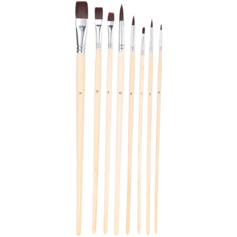 Ensemble de 8 Pinceaux Nylon pour Peinture à l'Huile, Acrylique et Aquarelle - Set d'Accessoires Artistiques (1/5)
