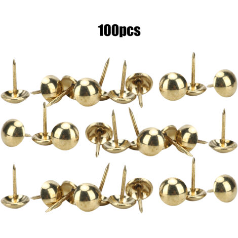 100Pcs Upholstery Nail Antique Brass Iron Furniture Decorative Drawing Pin Accessories 11x17mmGold (1/5)