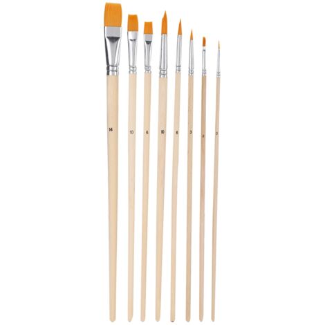 Ensemble de 8 Pinceaux Plats à Poils Nylon et Manche en Bois pour Peinture à l'Eau, Acrylique, Gouache et Huile (1/5)