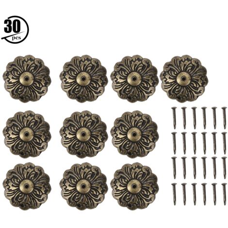 30Pcs Upholstery Nail Retro Flower Shape Cyan Bronze Zinc Alloy Furniture Hardware Accessories (1/5)