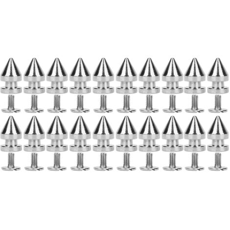 20 pièces de rivets métalliques 8x13,5mm pointes balles pour cuir DIY décoration vêtements chaussures (argent) (1/5)