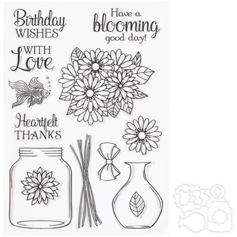 Tampon en caoutchouc transparent vase fleur DIY avec matrice découpe pour album scrapbooking (1/5)
