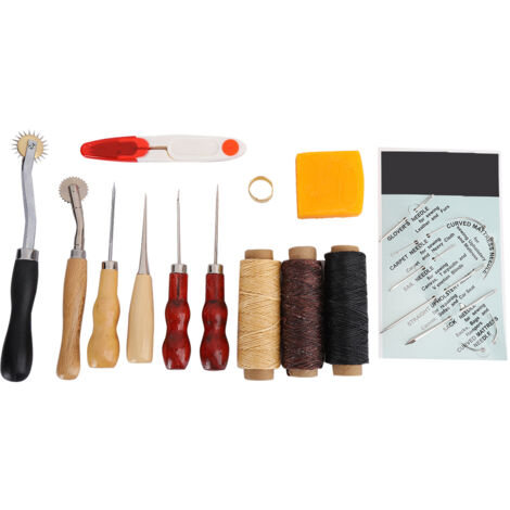13 Pièces Kit de Travail du Cuir Outils de Couture Portables en Acier pour Chaussures et Sacs (1/5)