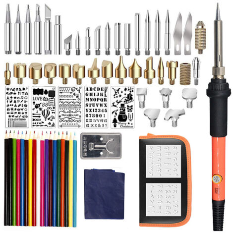 Kit de Pyrogravure Professionnel avec Fer à Souder Électrique, Température Réglable et Embouts pour Sculpture sur Bois, Prise EU 220V (1/5)