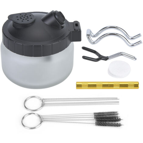 Pot de Nettoyage pour Aérographe - Ensemble de 3 Pots en Verre, Acier et Plastique pour Peinture