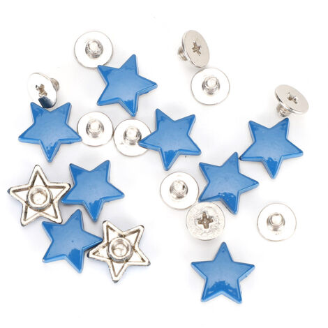 50 Ensembles Rivets Étoile Antirouille pour Décoration Vêtements, Alliage Zinc 12MM Plat (Bleu) (1/5)