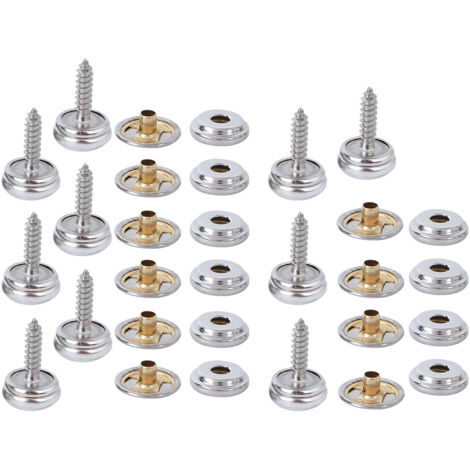 10 Lots de Boutons-Pression en Cuivre pour Tente, Fixation par Vis et Clip, Longueur de Pied 15mm (1/5)