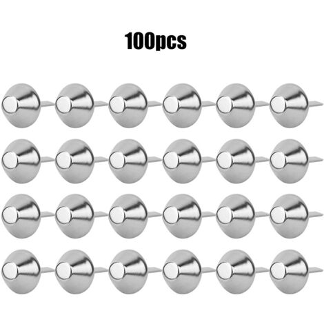 100Pcs Clous à Pied Plat en Fer Argenté Type Champignon pour Accessoires de Maroquinerie DIY (1/5)