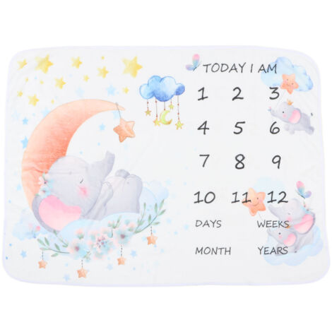Couverture en flanelle douce pour nouveau-né avec motif éléphant - Idéale pour photos mensuelles et souvenirs de bébé (1/5)