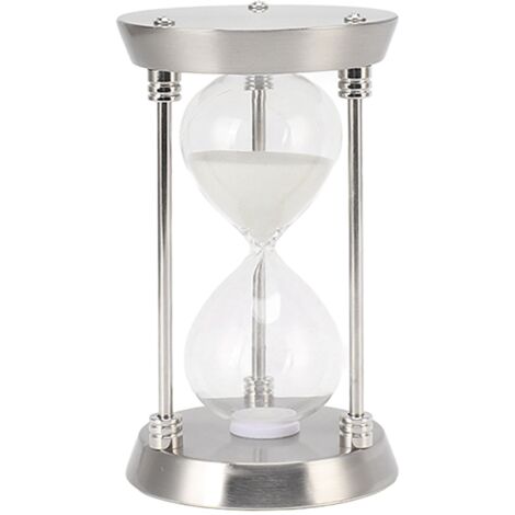 Sablier Métallique Décoratif Vintage 15 Minutes Sable Remplaçable Argenté Haute Brillance (1/5)