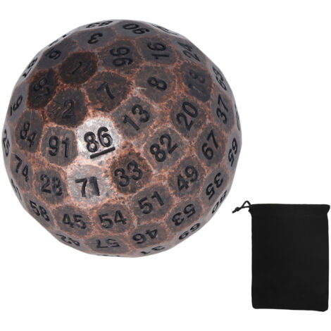 Dé Polyédrique D100 50 Mm – 100 Faces – Pour Jeux De Société, RPG, MTG – Noir Acrylique