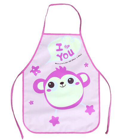 Tablier Enfant Sans Manches Imperméable - Tablier de Cuisine et Peinture pour Enfants, Modèle Cartoon Rose (1/5)