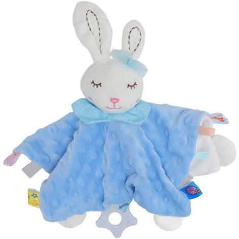 Couverture de sécurité bébé douce et colorée, peluche réconfortante pour nouveau-né, doudou animal bleu adorable (1/5)