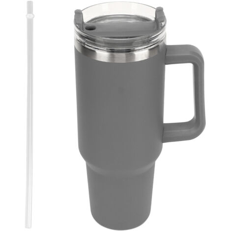 Gourde Isotherme Inox 40oz avec Paille et Poignée, Maintient Boissons Chaudes ou Froides, Type 4 (1/5)