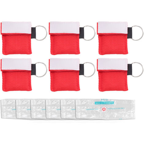 6 pièces Masque de RCR avec Valve Anti-retour pour Respiration Optimale - Rouge (1/5)