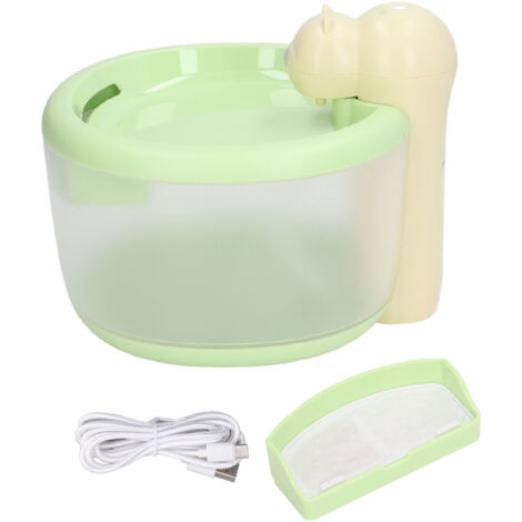 Fontaine à eau automatique pour chats avec capteur de mouvement et filtre, sans fil, couleur verte (1/5)
