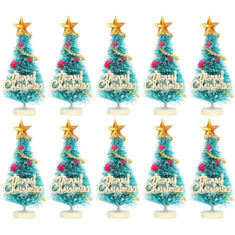 10 Pièces Mini Arbre de Noël pour Maison de Poupée 1/12, Décoration de Noël Miniature Mignonne et Détaillée (1/5)