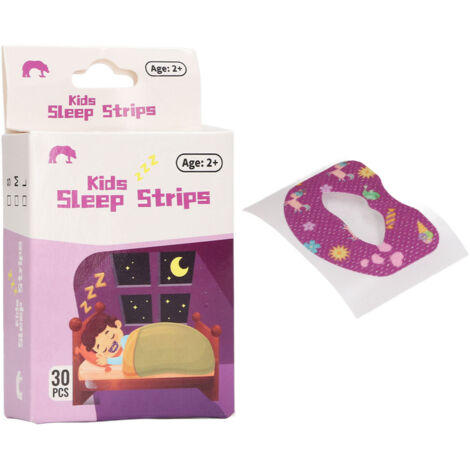 Bandes buccales respirantes pour enfants, adhésives douces pour une meilleure respiration nasale, taille petite, violet, 30 pièces (1/5)