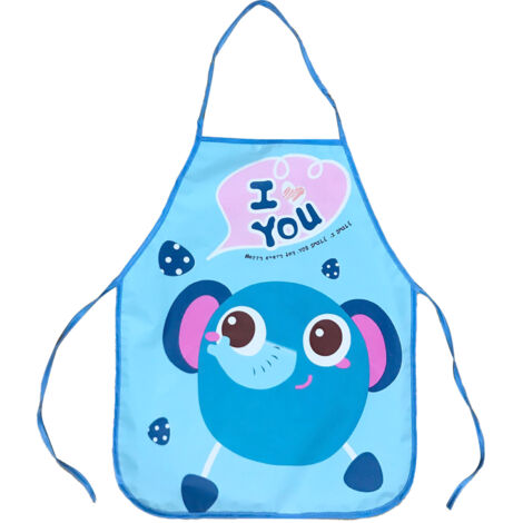 Tablier Enfant Imperméable sans Manches pour Cuisine Peinture - Smock Bleu Cartoon (1/5)