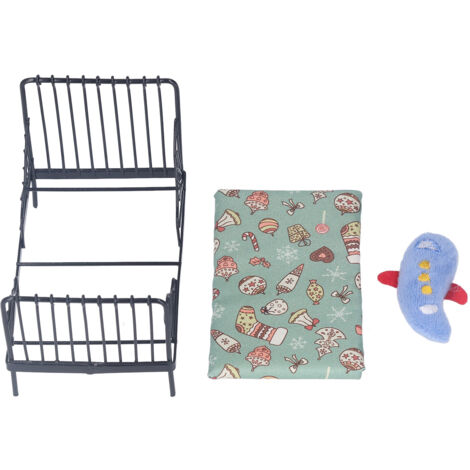 Odoria Lit Miniature 1/12 Pour Maison De Poupée – Meuble Bois Et Tissu – Décoration Chambre Bébé – 11 X 6 X 10,2 Cm
