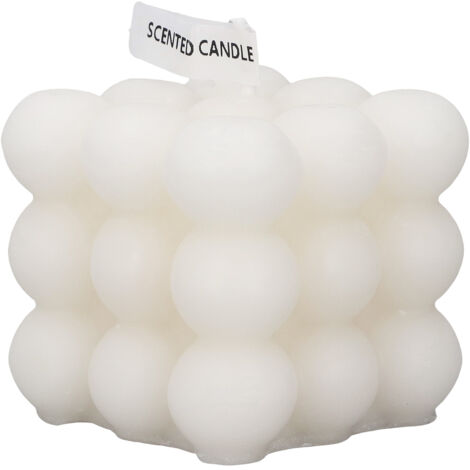 Bougie parfumée artisanale en cire de soja, cube blanc élégant pour décoration intérieure et chambre à coucher (1/5)