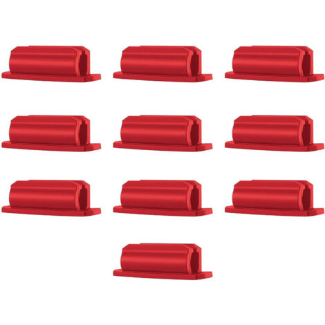 10 Pièces Porte-stylo Adhésif de Bureau, Support Clip Portable pour Organiser Stylos Rouge (1/5)
